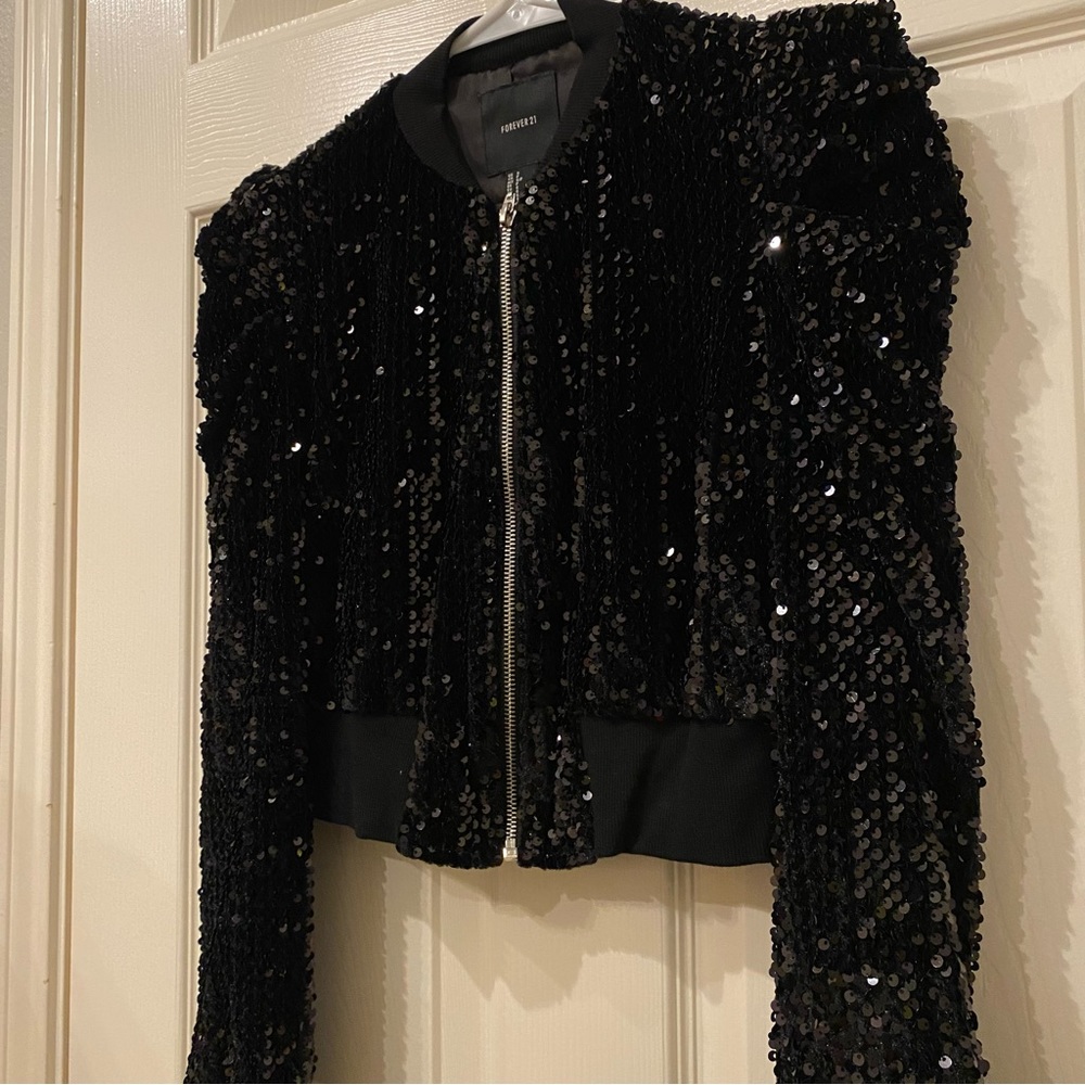 Blacked Out Sequin Crop Jacket
